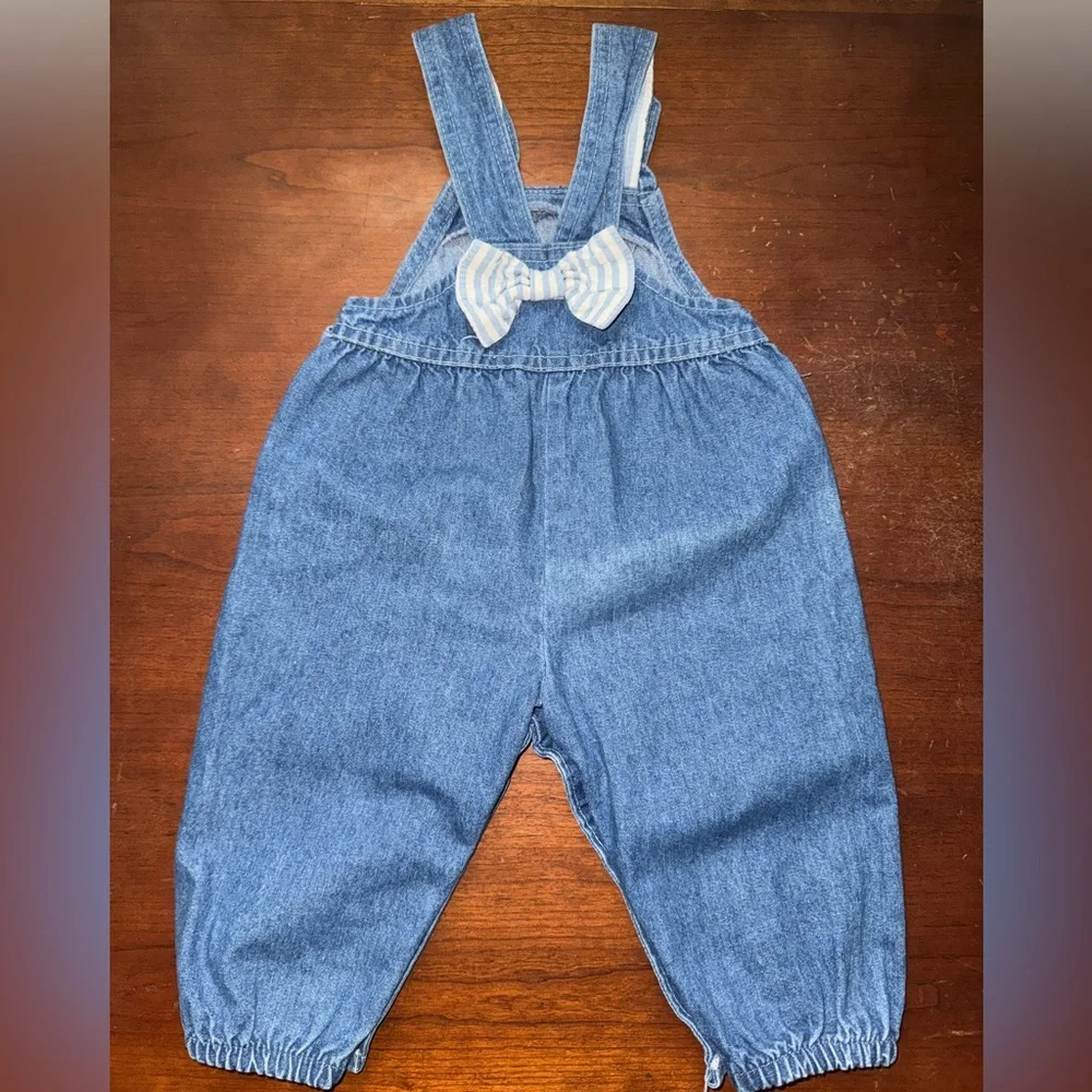 Oshkosh B’Gosh Vintage Denim Overalls with Bow Size 12m